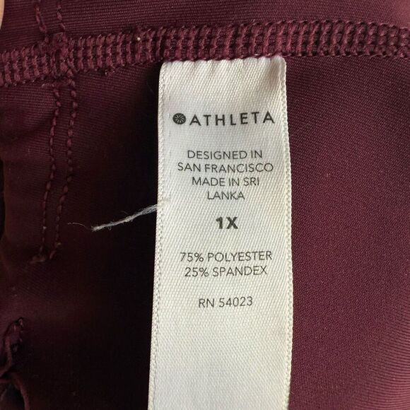 Athleta Ultimate Stash Pocket 7/8 Tights Leggings Deep Burgundy 1X High Rise - Picture 9 of 14